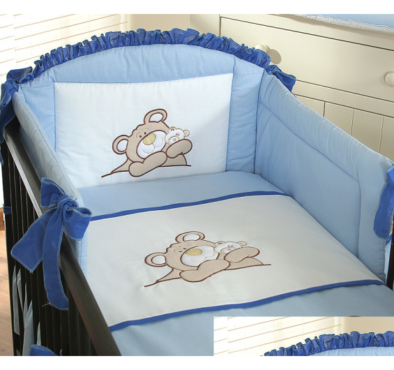 Conjunto de cama bebé  3 elementos Urso Colorido Azul